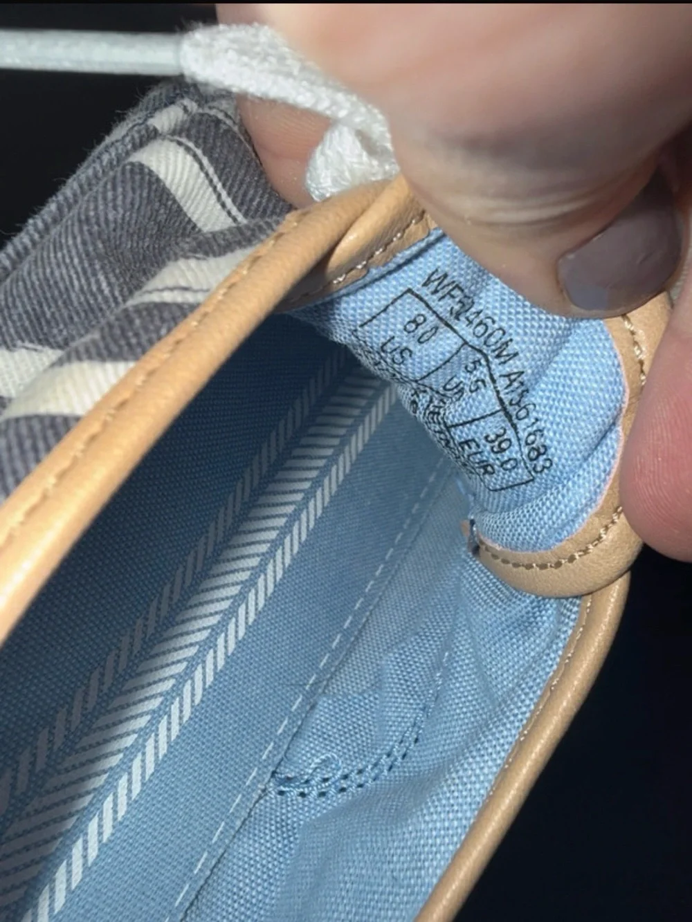 Keds Navy and White Striped Canvas Sneakers with Tan Trim